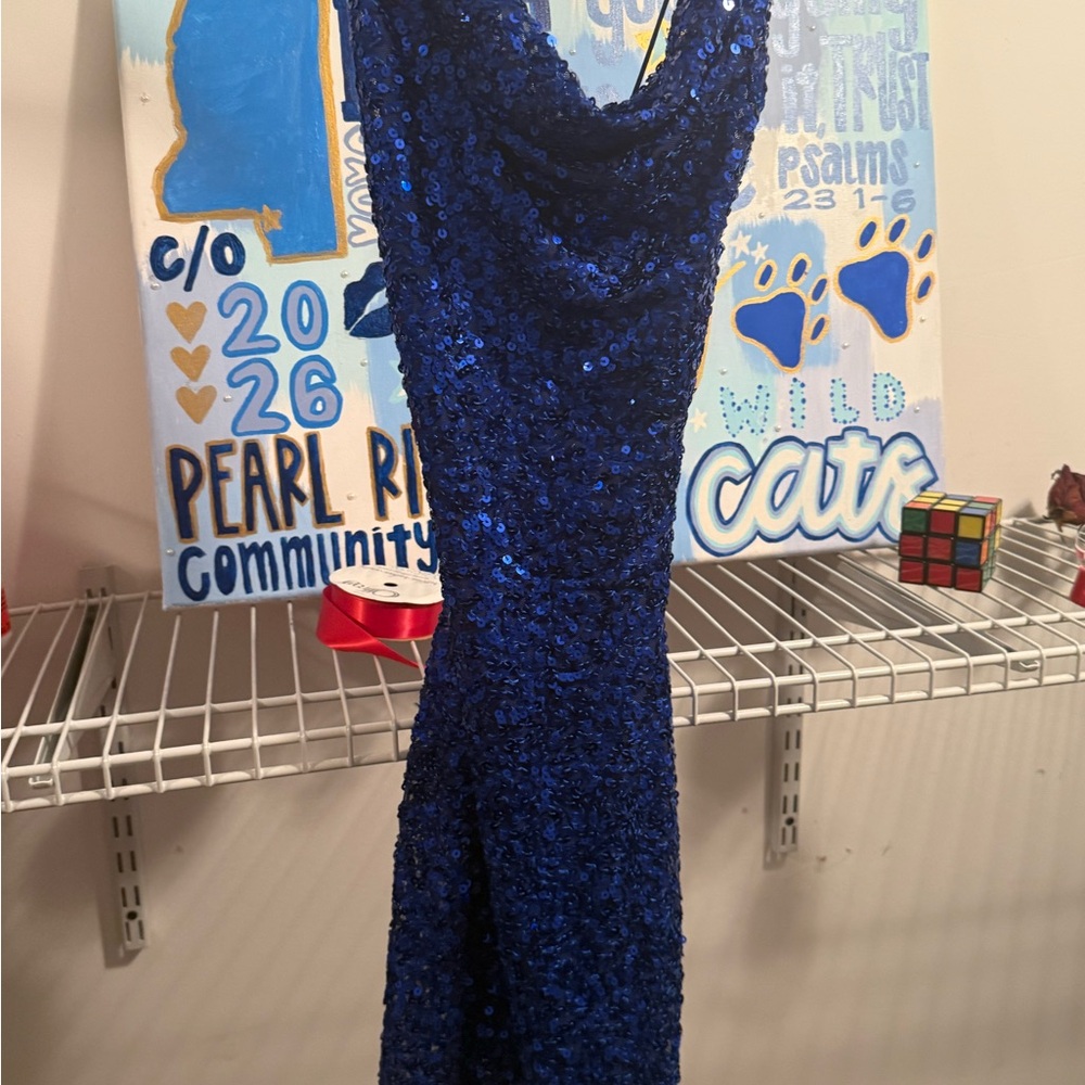Royal Blue Sequin Evening Dress